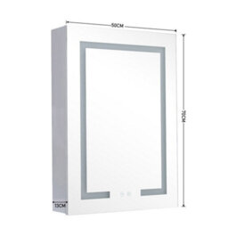 Living And Home Rectangular 1 Door Led Dimmable Touch Switch Mirrored Bathroom Cabinet W 500 X H 700 mm - thumbnail 3