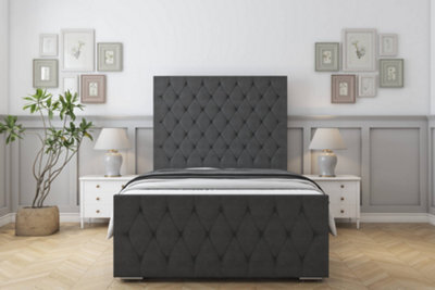 "Sloomy Watson Graphite Dumfries Bed Frame With Mattress With 50"" Upholstered Headboard 2'6 Small Single" - image 1