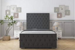 "Sloomy Watson Graphite Dumfries Bed Frame With Mattress With 50"" Upholstered Headboard 2'6 Small Single" - thumbnail 1
