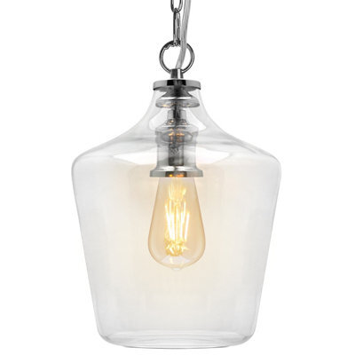 Long Life Lamps Company Industrial Chrome Clear Glass Bell Ceiling Pendant Light K444 - image 1