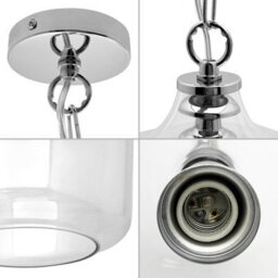Long Life Lamps Company Industrial Chrome Clear Glass Bell Ceiling Pendant Light K444 - thumbnail 5
