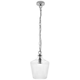 Long Life Lamps Company Industrial Chrome Clear Glass Bell Ceiling Pendant Light K444 - thumbnail 3