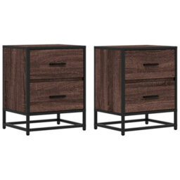 Berkfield Bedside Cabinets 2 Pcs Brown Oak 40X31X50 Cm Engineered Wood - thumbnail 2