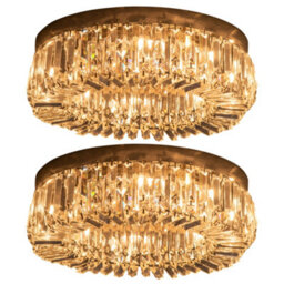 Homcom Crystal Flush Ceiling Lights Set Of 2, Pendant Lights For Living Room - thumbnail 2