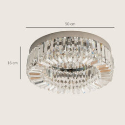 Homcom Crystal Flush Ceiling Lights Set Of 2, Pendant Lights For Living Room - thumbnail 3