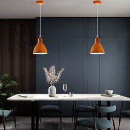 Modern Orange 15Cm Metal Lamp Shade Easy Fit E27 For Kitchen Bedroom & Living Room - thumbnail 4