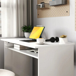 Computer Desk Writing Table Study Workstation Storage High Gloss White - thumbnail 3