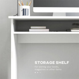 Computer Desk Writing Table Study Workstation Storage High Gloss White - thumbnail 2