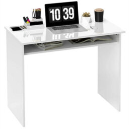 Computer Desk Writing Table Study Workstation Storage High Gloss White