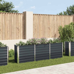 Berkfield Practical Garden Raised Bed Galvanised Steel 240X40X77 Cm Anthracite - thumbnail 2