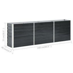 Berkfield Practical Garden Raised Bed Galvanised Steel 240X40X77 Cm Anthracite - thumbnail 8