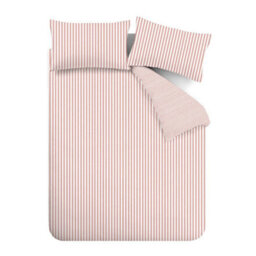 Catherine Lansfield Brushed Stripe Cotton Reversible Single Duvet Cover Set With Pillowcase Blush Pink - thumbnail 5