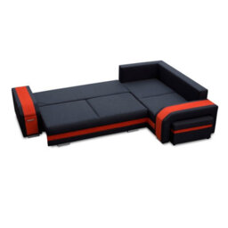 Assan Corner Sofa Bed With Ottoman Wooden Frame Wave Spring Foam Loose Pillows Black And White Left Side - thumbnail 4