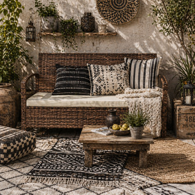 Wyld Haus Rarette Brown Pe Rattan Garden Storage Bench With Beige Cushion, 125L, Galvanised Steel Frame - image 1