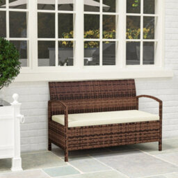 Wyld Haus Rarette Brown Pe Rattan Garden Storage Bench With Beige Cushion, 125L, Galvanised Steel Frame - thumbnail 8