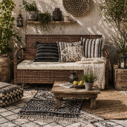 Wyld Haus Rarette Brown Pe Rattan Garden Storage Bench With Beige Cushion, 125L, Galvanised Steel Frame