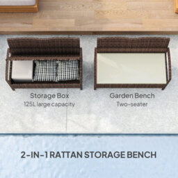 Wyld Haus Rarette Brown Pe Rattan Garden Storage Bench With Beige Cushion, 125L, Galvanised Steel Frame - thumbnail 4