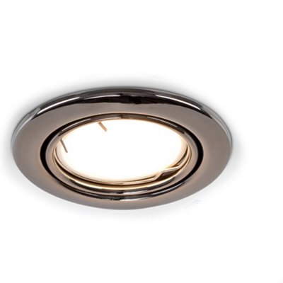 Valuelights Downlight Tiltable Fire Rated Black Chrome Ceiling Light Fitting 6 Pack With Cool White Bulbs