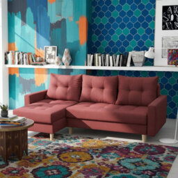 Bodo Corner Sofa Bed With Sleep Function 2 Bedding Storage Compartments Pull Out Comfortable Living Room Sofa Red - thumbnail 1