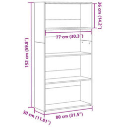 Berkfield Bookcase Sonoma Oak 80X30X152 Cm Engineered Wood - thumbnail 9