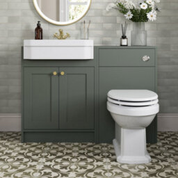 Affine 1120mm Traditional Vanity Basin Unit & Btw Toilet Combi Bathroom Furniture Green - thumbnail 1