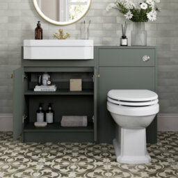 Affine 1120mm Traditional Vanity Basin Unit & Btw Toilet Combi Bathroom Furniture Green - thumbnail 2