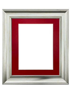 Frames By Post Scandi Vintage Silver Frame With Red Mount For Image Size 14 X 8 Inch - image 1