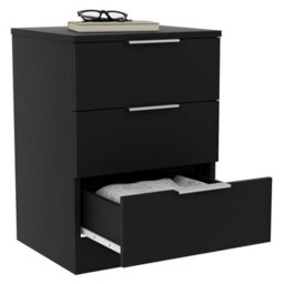 Lassic Vida Designs Trega Black 3 Drawer Compact Space-Saving Nightstands, (H)500mm X (W)390mm X (D)280mm, Set Of 2 - thumbnail 8