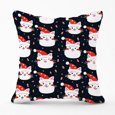 Warren Reed Designer Cute Cats Wearing Santa Claus Hats Cushions 45Cm X 45Cm