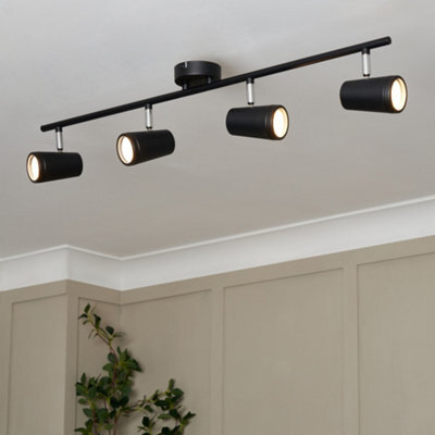 Litecraft Trisha Black 4 Light Bathroom Ceiling Spotlight Bar - image 1