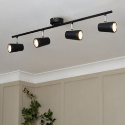 Litecraft Trisha Black 4 Light Bathroom Ceiling Spotlight Bar