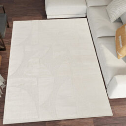Hamilton Modern Sheen Area Rug - Abstract Motif Geometric Lines Design Cream 60Cm X 220Cm - thumbnail 1