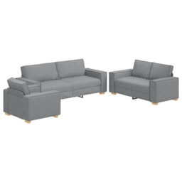 Vidaxl Sofa Set With Cushion 3 Pcs Grey 220 X 78 X 84 Cm Fabric - thumbnail 2