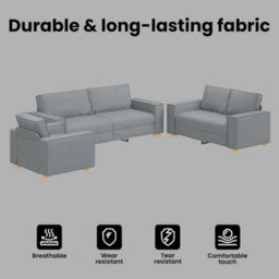 Vidaxl Sofa Set With Cushion 3 Pcs Grey 220 X 78 X 84 Cm Fabric - thumbnail 7