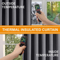 Oxford Homeware Eyelet Linen Effect Curtains Charcoal Fully Lined 100%blackout Thermal Insulated Curtains Pair (W)117Cmx(L)137Cm - thumbnail 2