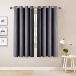 Oxford Homeware Eyelet Linen Effect Curtains Charcoal Fully Lined 100%blackout Thermal Insulated Curtains Pair (W)117Cmx(L)137Cm