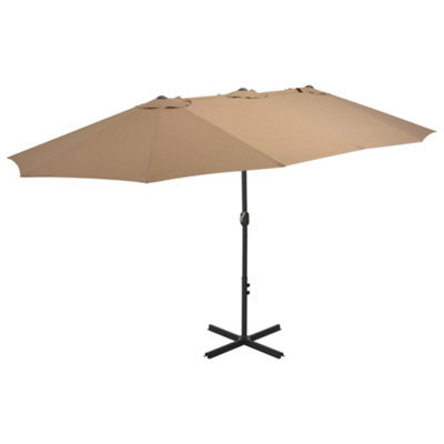 Walplus Garden Parasol With Aluminium Pole 460X270 Cm Taupe - image 1