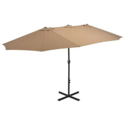 Walplus Garden Parasol With Aluminium Pole 460X270 Cm Taupe - thumbnail 1