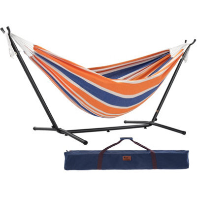 Vivere Double Cotton Hammock With Stand (280Cm) - Orange Punch - image 1