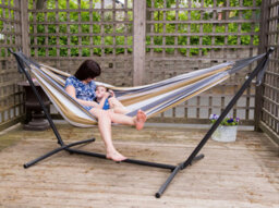 Vivere Double Cotton Hammock With Stand (280Cm) - Orange Punch - thumbnail 3