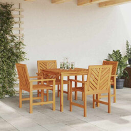 Berkfield Garden Dining Set 5 Pcs Brown 90 X 90 X 74 Cm Solid Acacia Wood - thumbnail 4
