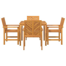 Berkfield Garden Dining Set 5 Pcs Brown 90 X 90 X 74 Cm Solid Acacia Wood - thumbnail 7