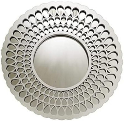 Biznest Silver Circle Droplet Pattern Mirror, The World's Largest Mirror Collection Of Biznest Store
