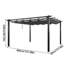 Breeins 13X13Ft Aluminium Pergola With  Polyester Canopy And Retractable Roof, Light Grey - thumbnail 8