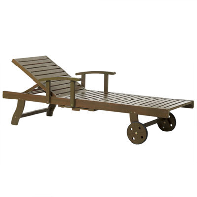 Beliani Sun Lounger Amantea Ii Reclining Acacia Wood Dark Brown - image 1