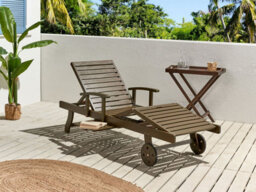 Beliani Sun Lounger Amantea Ii Reclining Acacia Wood Dark Brown - thumbnail 2