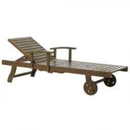 Beliani Sun Lounger Amantea Ii Reclining Acacia Wood Dark Brown - thumbnail 1