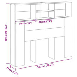 Walplus Headboard Cabinet Old Wood 120X19X103.5 Cm Engineered Wood - thumbnail 9