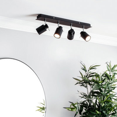 Litecraft Hugo Black 4 Light Bathroom Ceiling Spotlight Bar - image 1