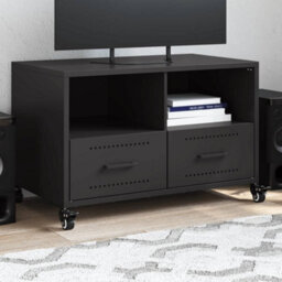 Berkfield Durable Tv Cabinet Black 68X39X43.5 Cm Steel - thumbnail 2